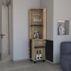 Corner Bar Cabinet Cleveland, Living Room, Natural Oak / Black
